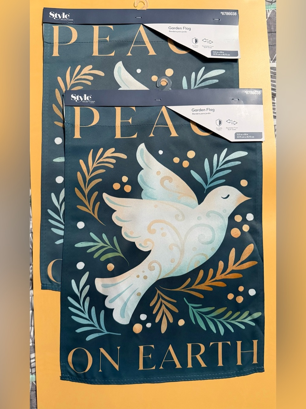 Set of 2 Peace on Earth Dove Decorative Garden Flag - Picture 2 of 4